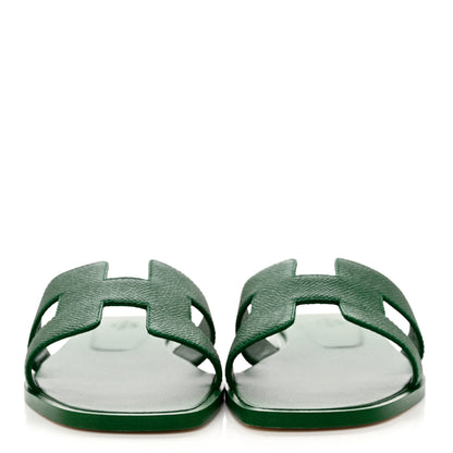 Hermes Epsom Oran Sandals 37 Vert Emeraude 2 of 9