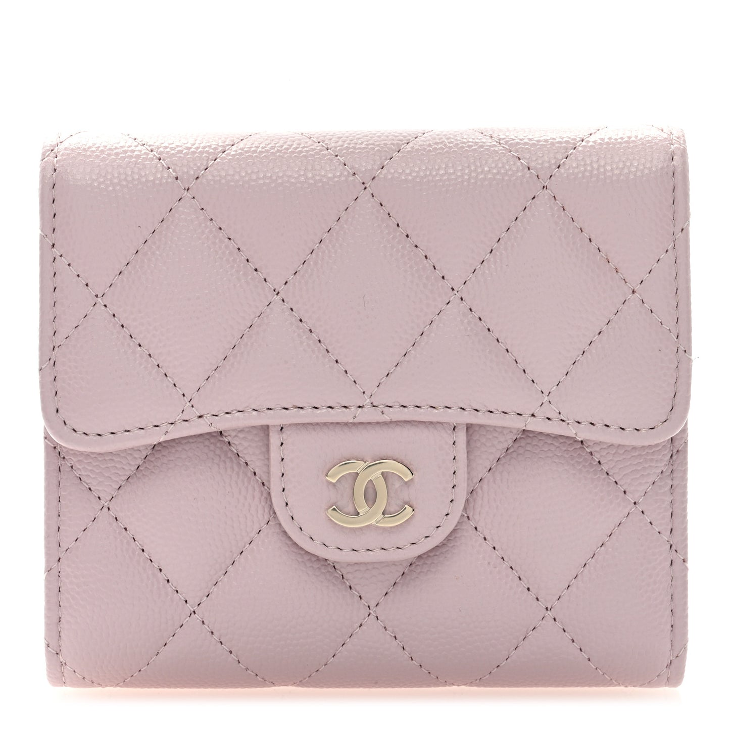 Caviar Quilted Compact Flap Wallet Light Pink
