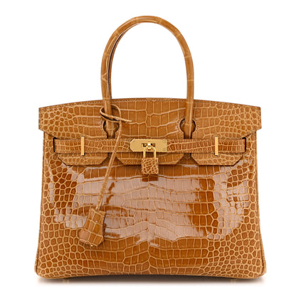 Hermes Shiny Porosus Crocodile Birkin 30 Tabac Camel 1 of 11