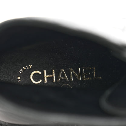 Chanel Shiny Lambskin Quilted Lace Up Combat Boots 39 Black 8 of 10