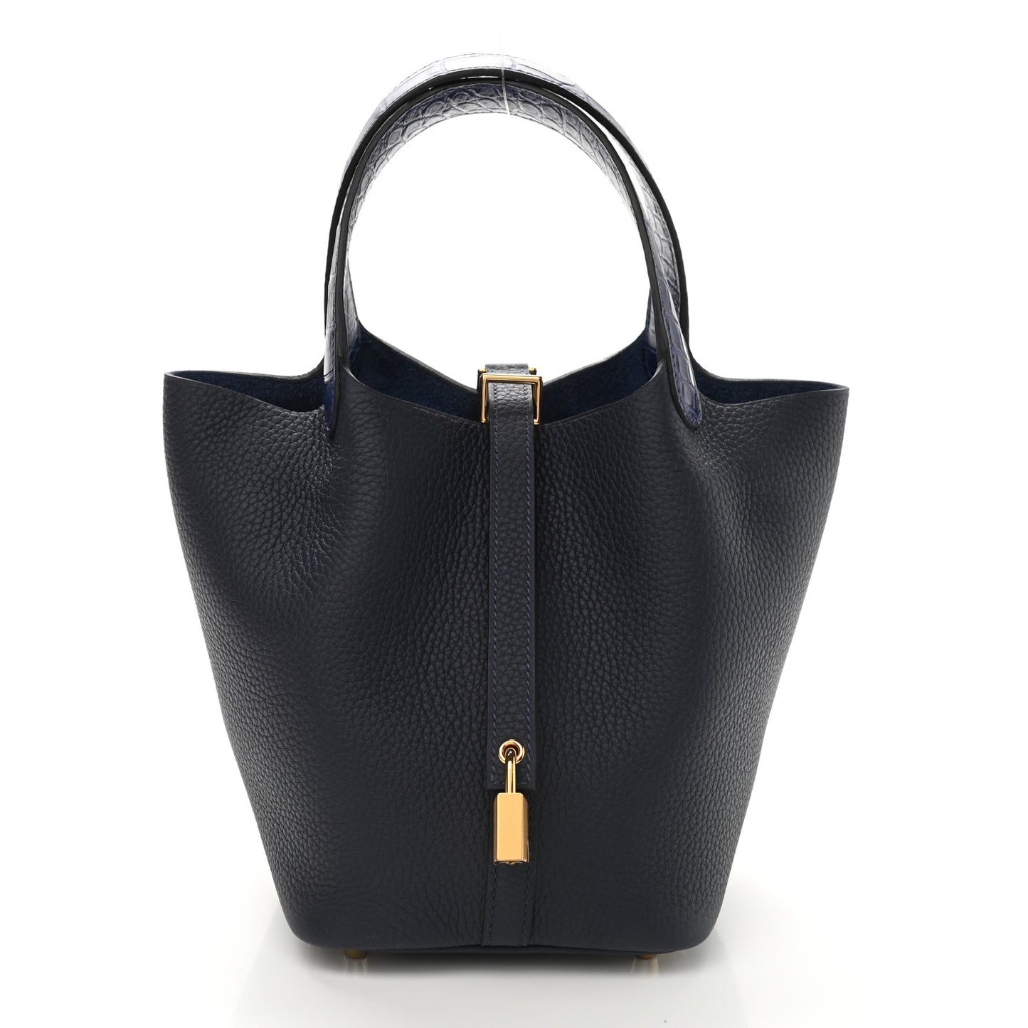 Taurillon Clemence Matte Alligator Picotin Lock Touch 18 PM Bleu Nuit Bleu Saphire