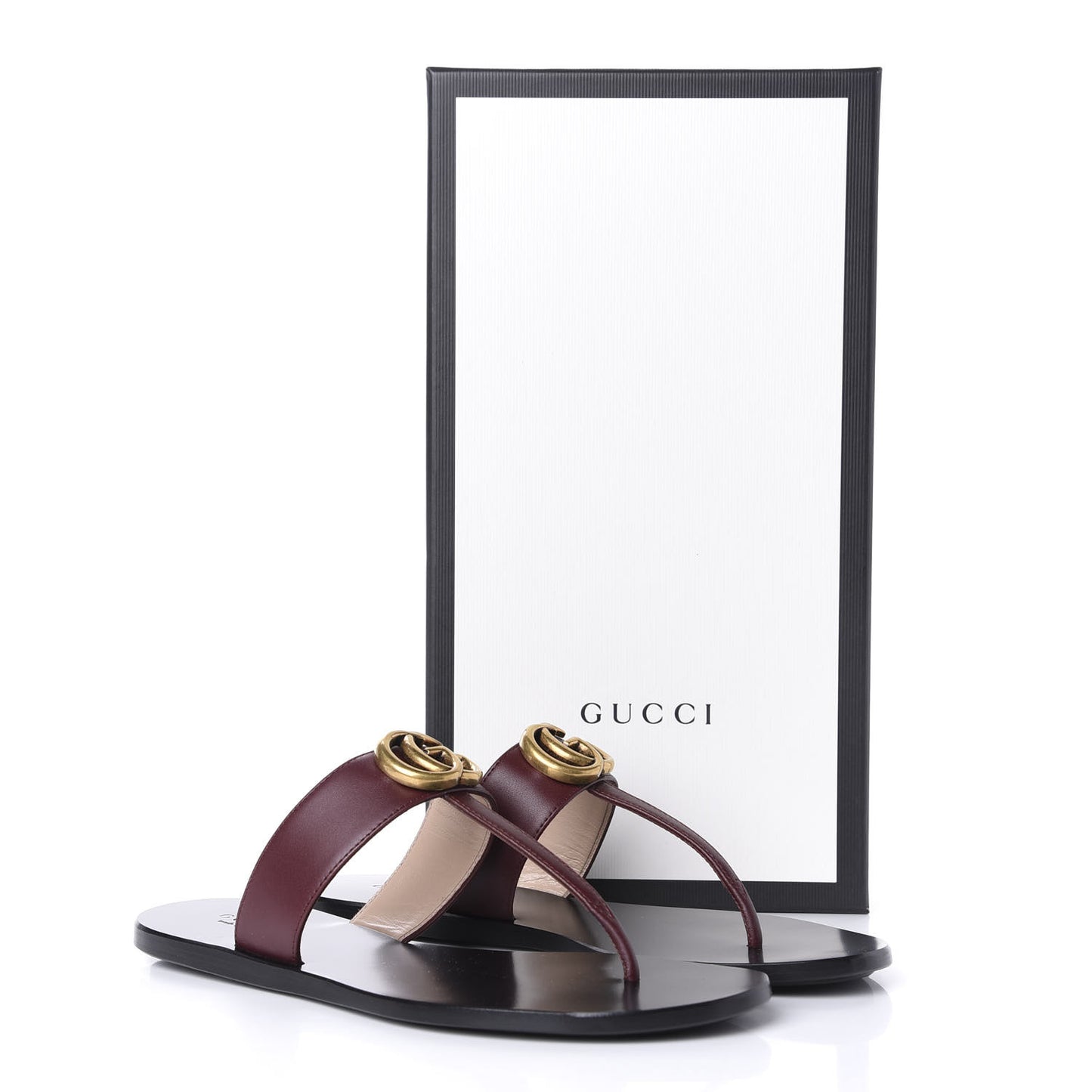 Calfskin GG Marmont Thong Sandals 36 Vintage Bordeaux