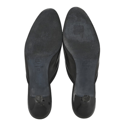 Chanel Lambskin Patent Cap Toe Bow CC Mules 40 Black 6 of 9