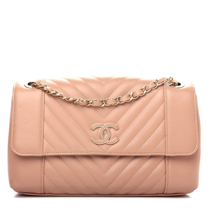 Chanel Calfskin Quilted Medium Daily Chevron Flap Beige 1 of 11
