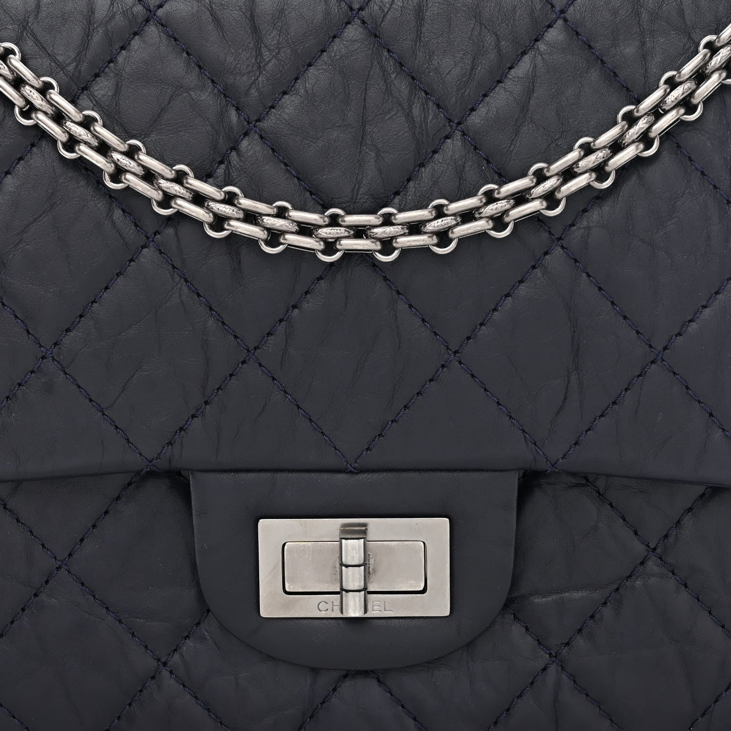Chanel Aged Calfskin Quilted 2.55 Reissue 227 Flap Navy Blue 8 of 12