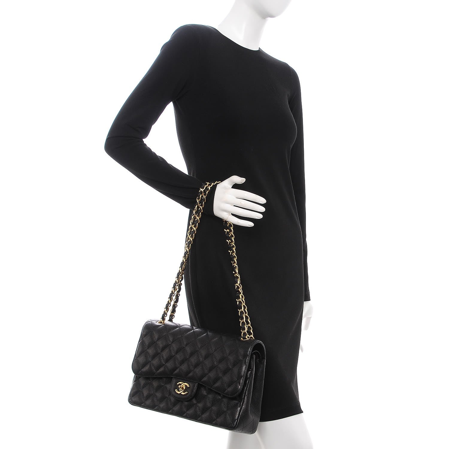 Chanel Caviar Quilted Jumbo Double Flap Black 2 of 9