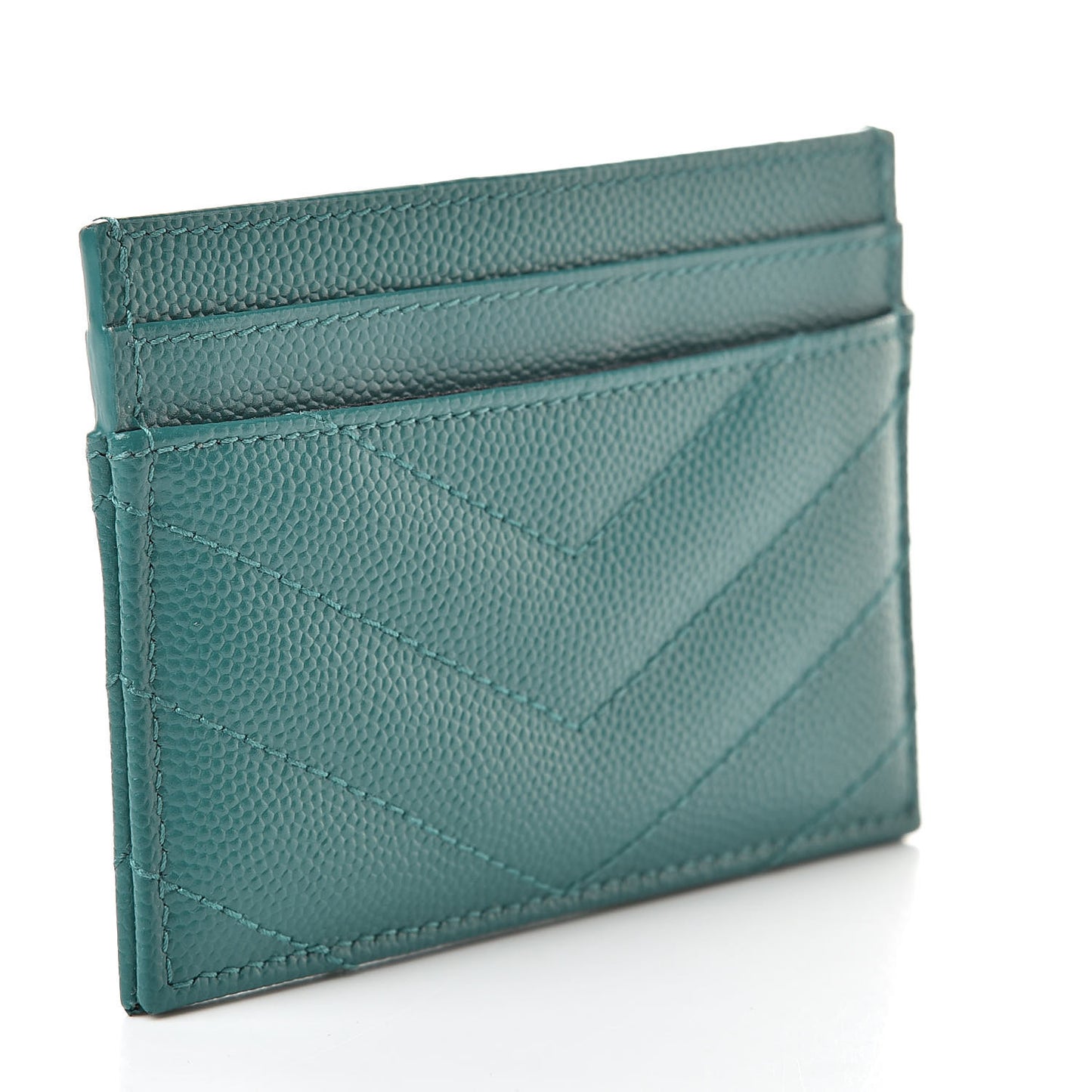 Grain De Poudre Matelasse Chevron Monogram Credit Card Case Brilliant Grass