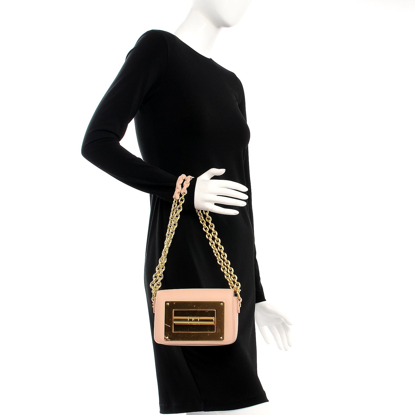 Calfskin Small Natalia Chain Bag Nude