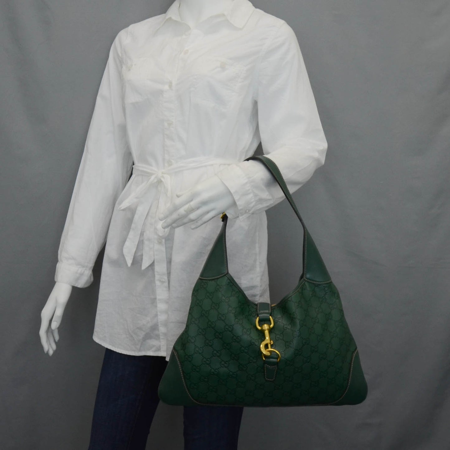 Guccissima Bouvier Hobo Dark Green