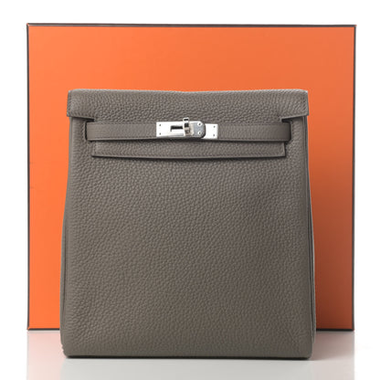 Hermes Taurillon Clemence Kelly Ado Backpack Etain 10 of 10
