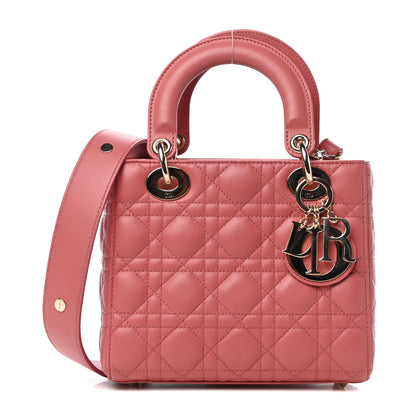 Christian Dior Lambskin Cannage Small Lucky Badges My Lady Dior Coral 1 of 10