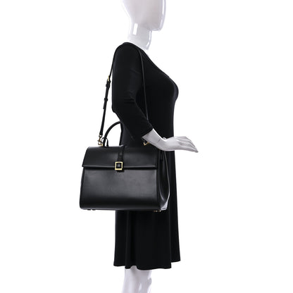 Saint Laurent Shiny Calfskin Le Fermoir Top Handle Bag Small Black 2 of 8