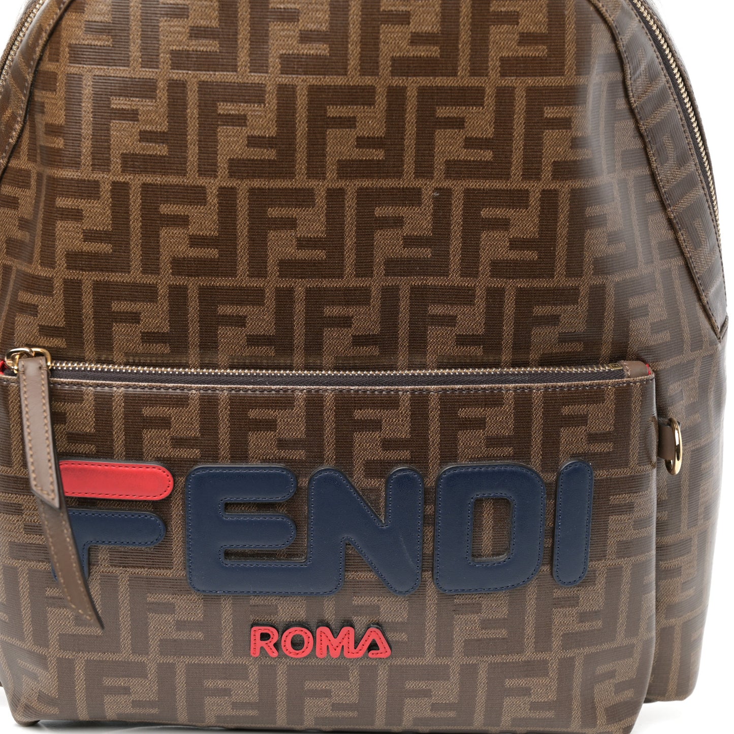 X FILA Glazed Fabric Vitello Century FF 1974 Mania Pouch Pocket Backpack Mogano Panna Blueberry