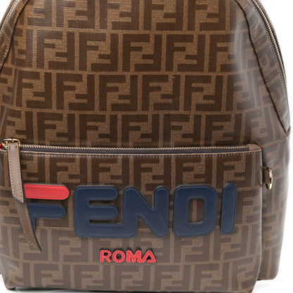 Fendi X FILA Glazed Fabric Vitello Century FF 1974 Mania Pouch Pocket Backpack Mogano Panna Blueberry 8 of 11