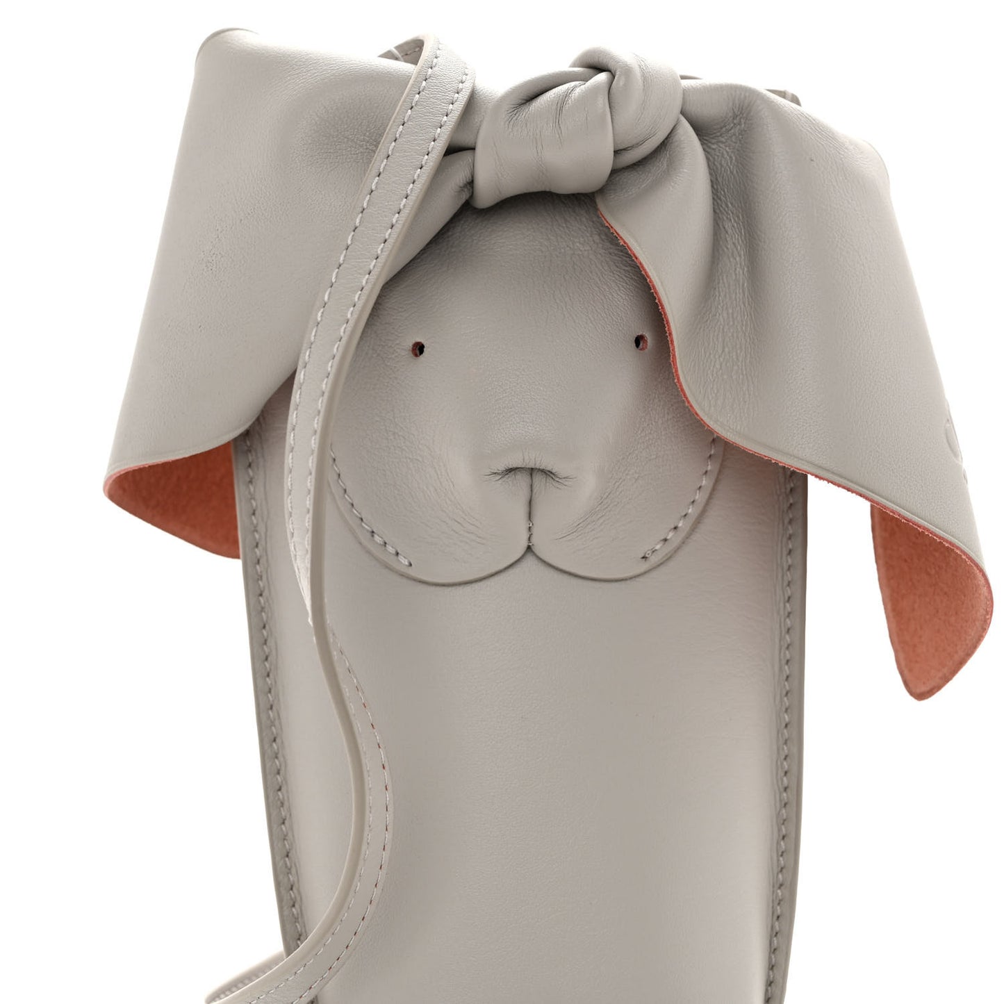 Calfskin Bunny Pouch Crossbody Bag Ghost
