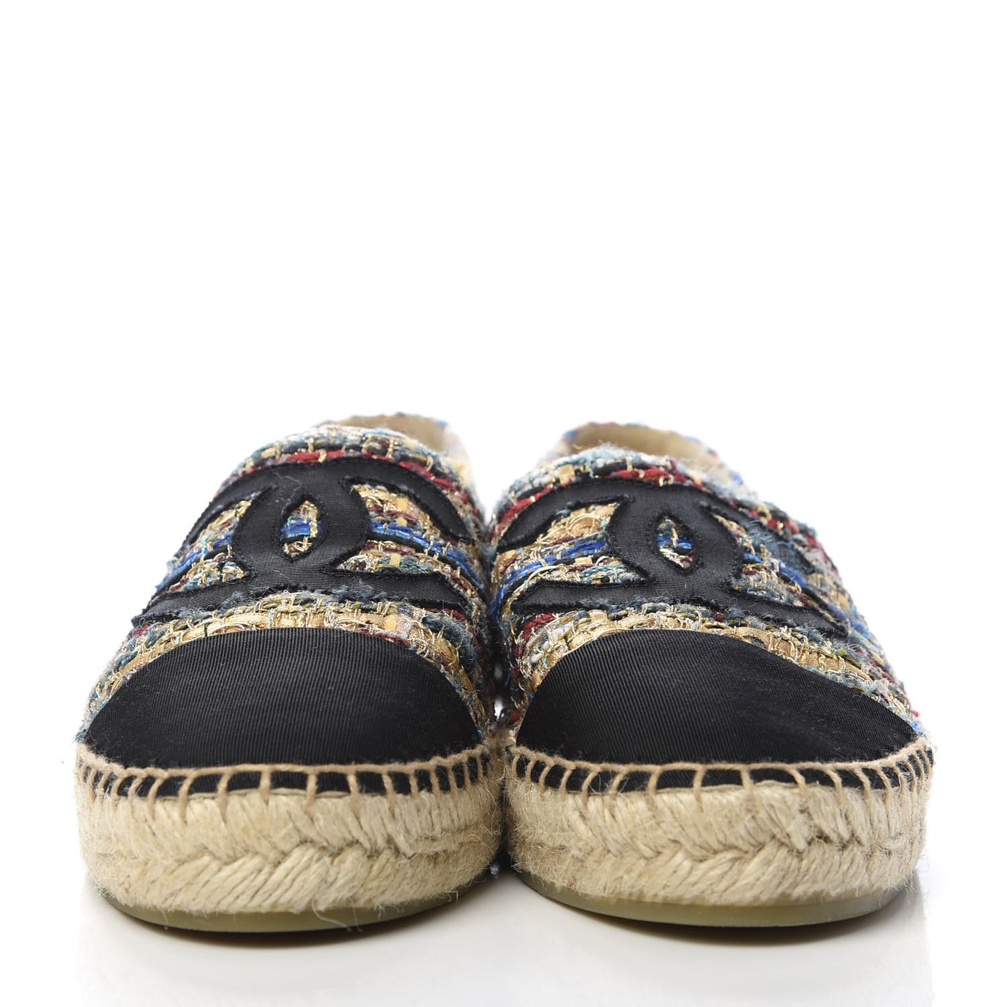 Tweed Grosgrain CC Espadrilles 39 Multicolor
