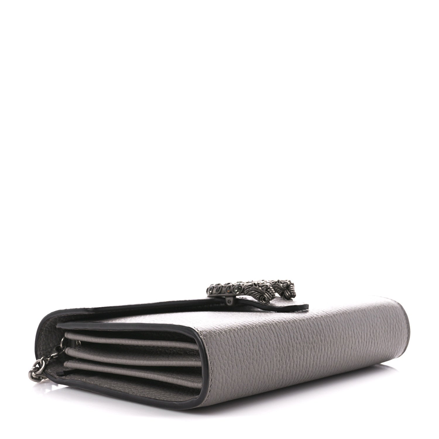 Gucci Dollar Calfskin Crystal Mini Dionysus Chain Wallet Dusty Grey Black Diamond 4 of 11