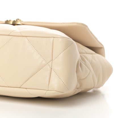 Chanel Lambskin Quilted Large Chanel 19 Flap Beige 10 of 10