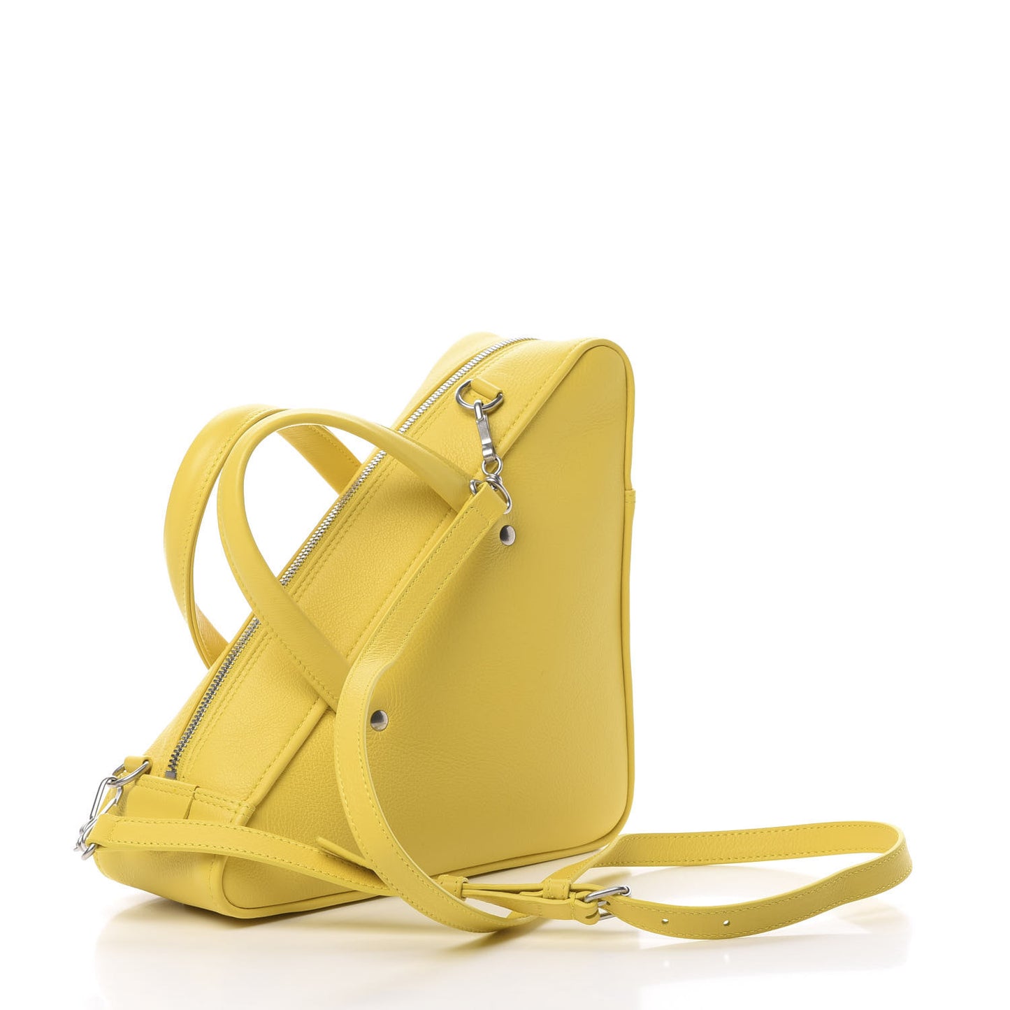 Shiny Day Calfskin Logo S Triangle Duffle Jaune Black