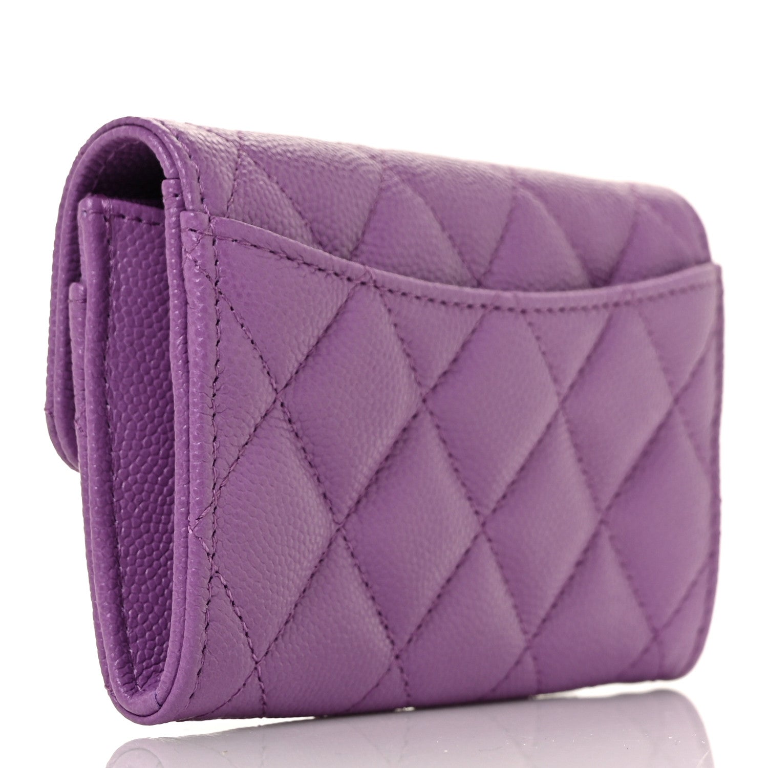 Chanel Caviar Quilted Flap Card Holder Wallet Purple 3 of 11