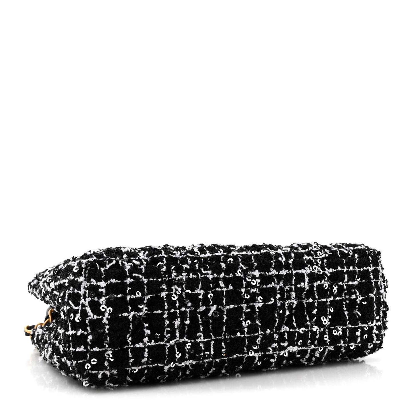 Tweed Quilted Nano Kelly Shopper Black White