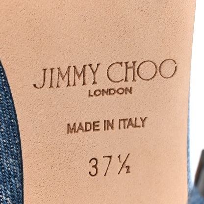 Jimmy Choo Denim Crystal Bing 100 Pumps 37.5 Blue 6 of 17