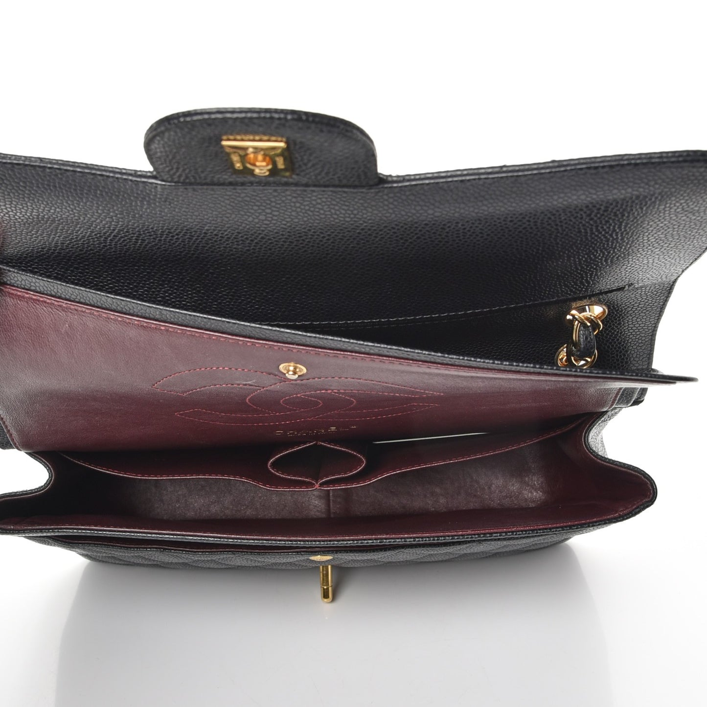 Caviar Quilted Jumbo Double Flap Black
