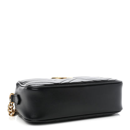 Gucci Calfskin Matelasse Small GG Marmont Chain Shoulder Bag Black 4 of 9