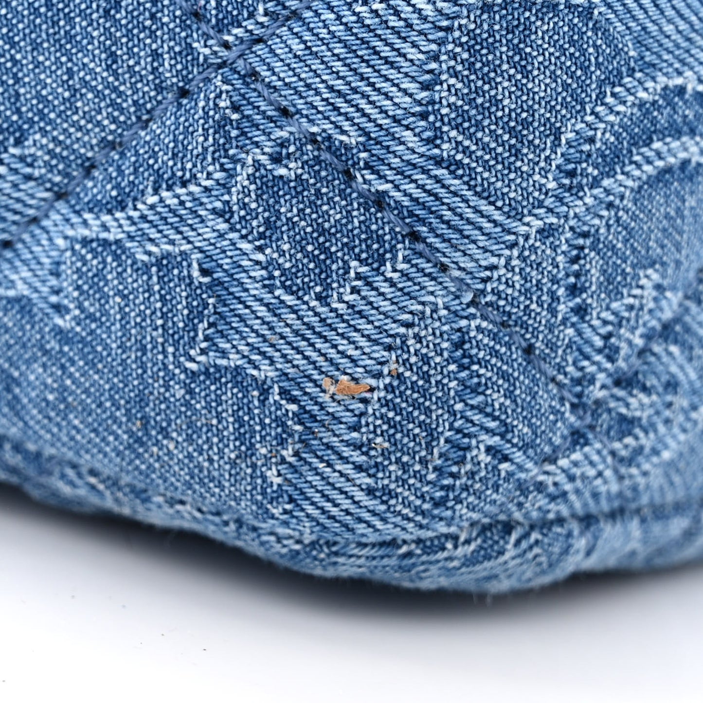 Denim Quilted Camellia Sweetheart Mini Flap Blue