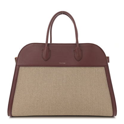 The Row Canvas Polished Saddle Calfskin Soft Margaux 15 Naturel Burgundy 1 of 9