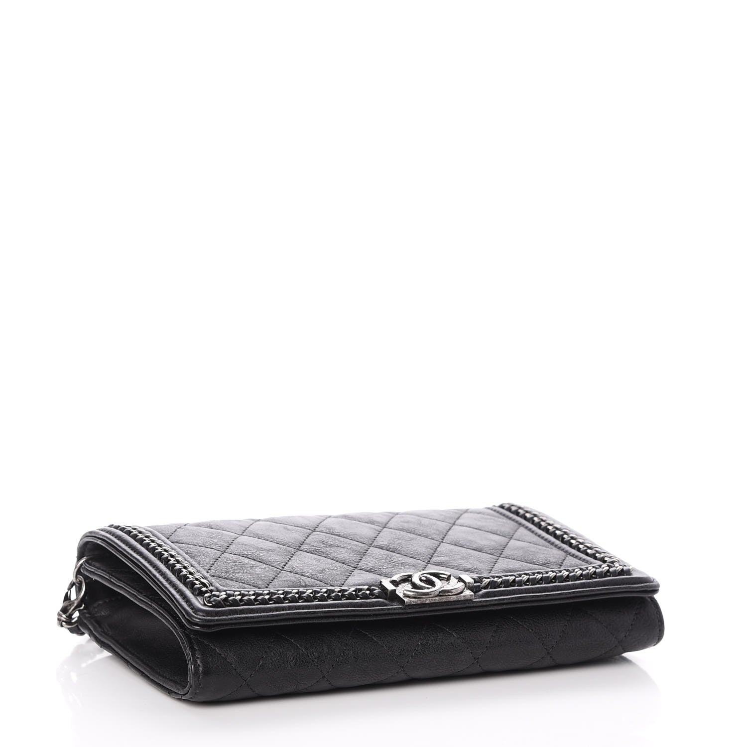 Chanel Calfskin Quilted Chain Around Boy Wallet On Removable Chain WOC Black 4 of 9