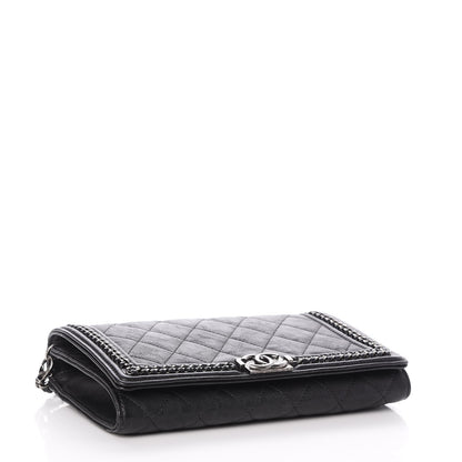 Chanel Calfskin Quilted Chain Around Boy Wallet On Removable Chain WOC Black 4 of 9