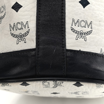 MCM Visetos Small Heritage Drawstring Bucket Bag White Black 17 of 19