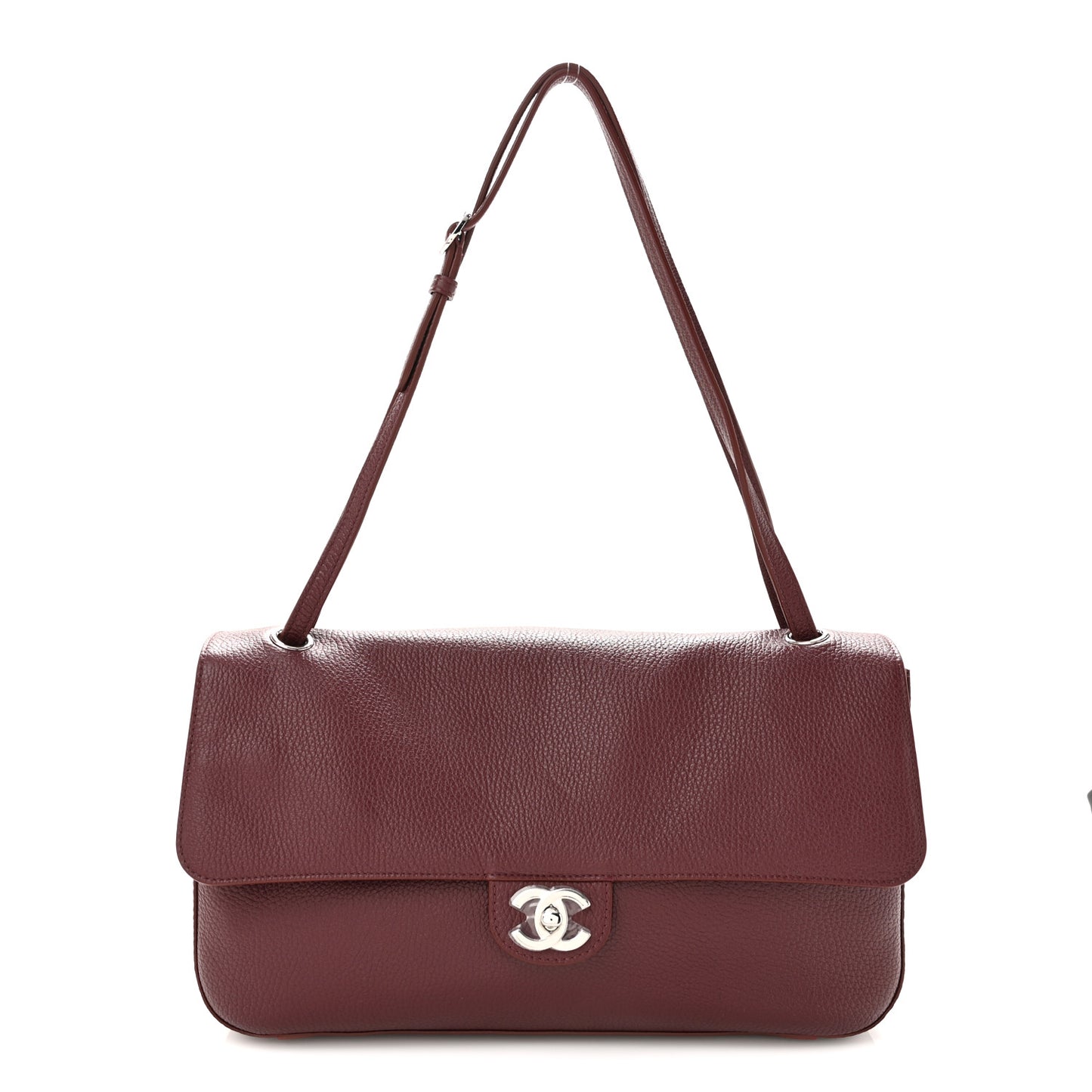 Grained Calfskin Small Souplissimo Maxi Flap Burgundy