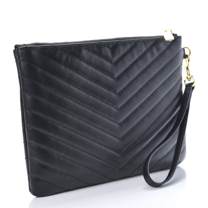Saint Laurent Matelasse Chevron Monogram A5 Wristlet Black 3 of 8