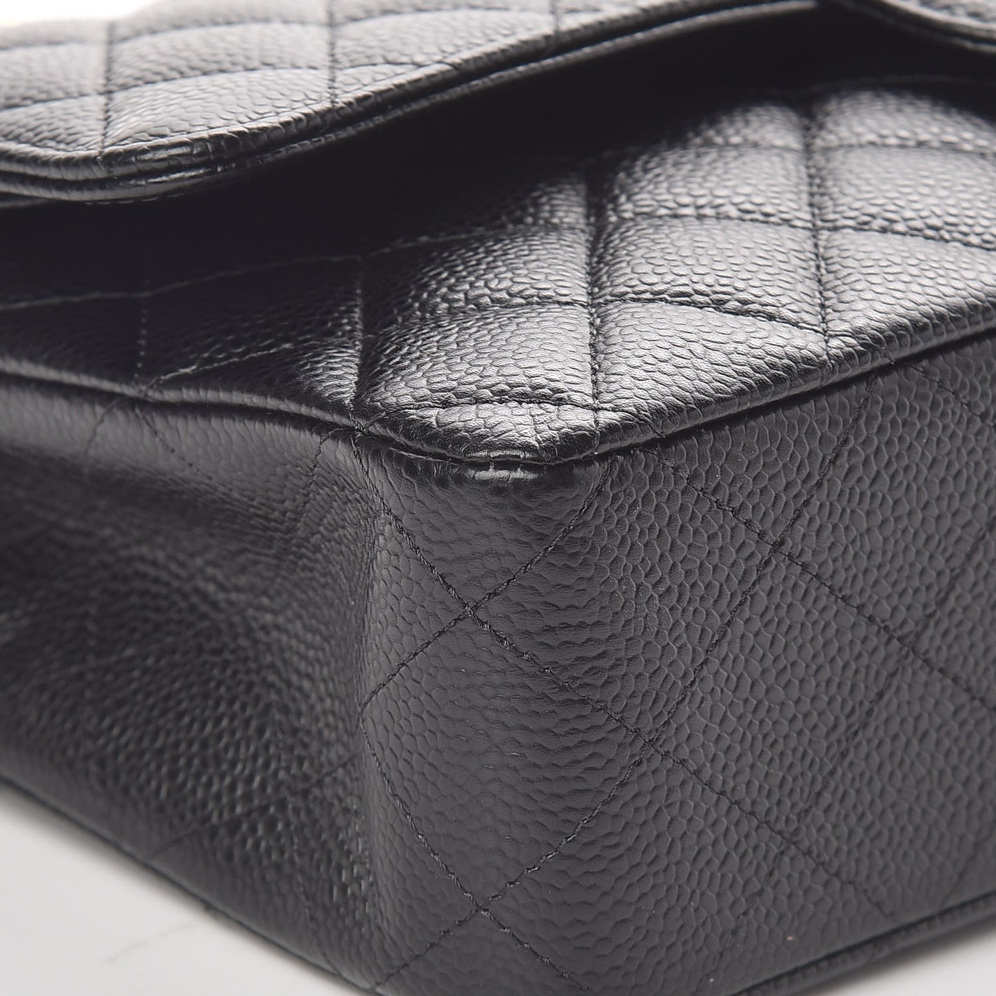Caviar Quilted Medium Double Flap Black