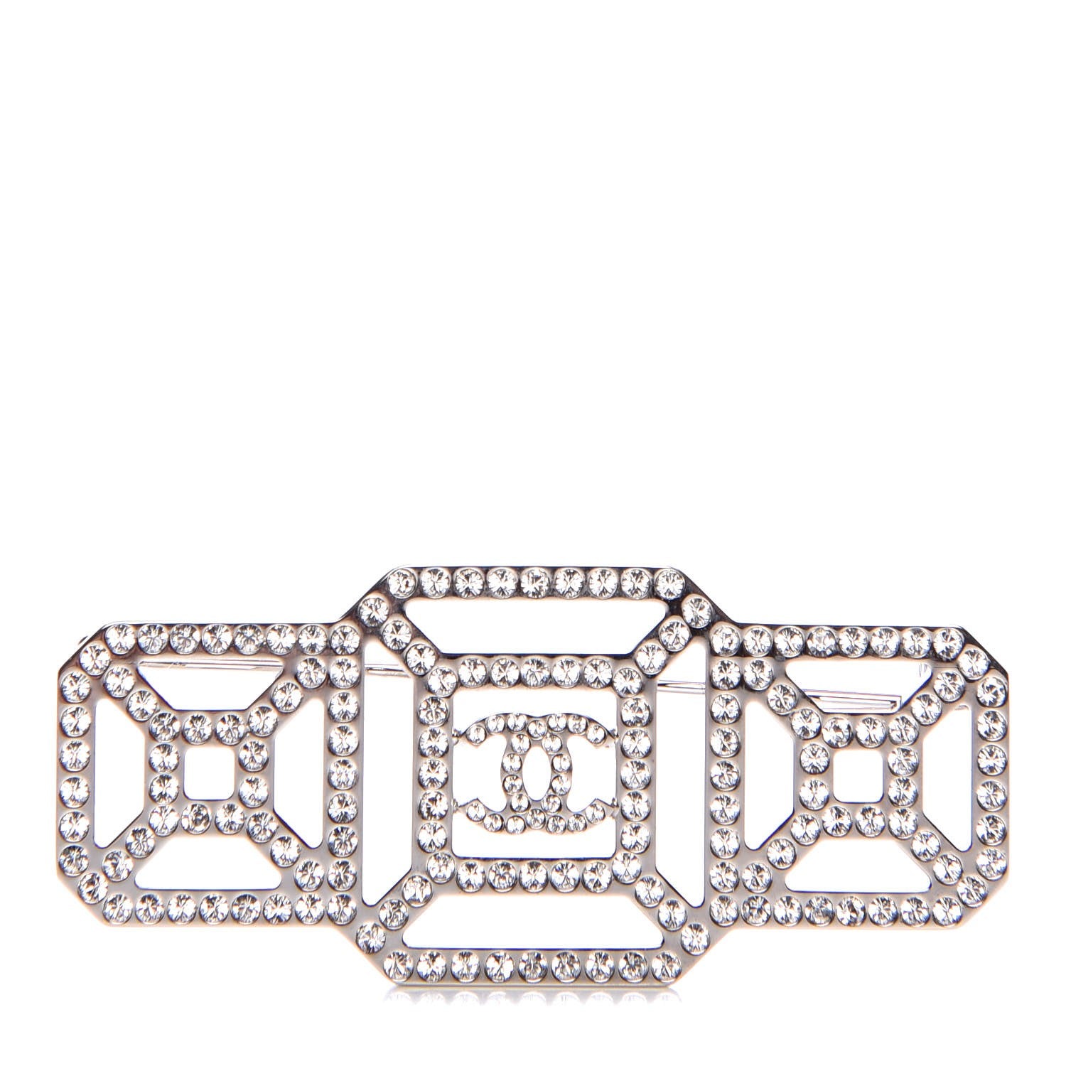 Chanel Crystal CC Brooch Silver 1 of 6