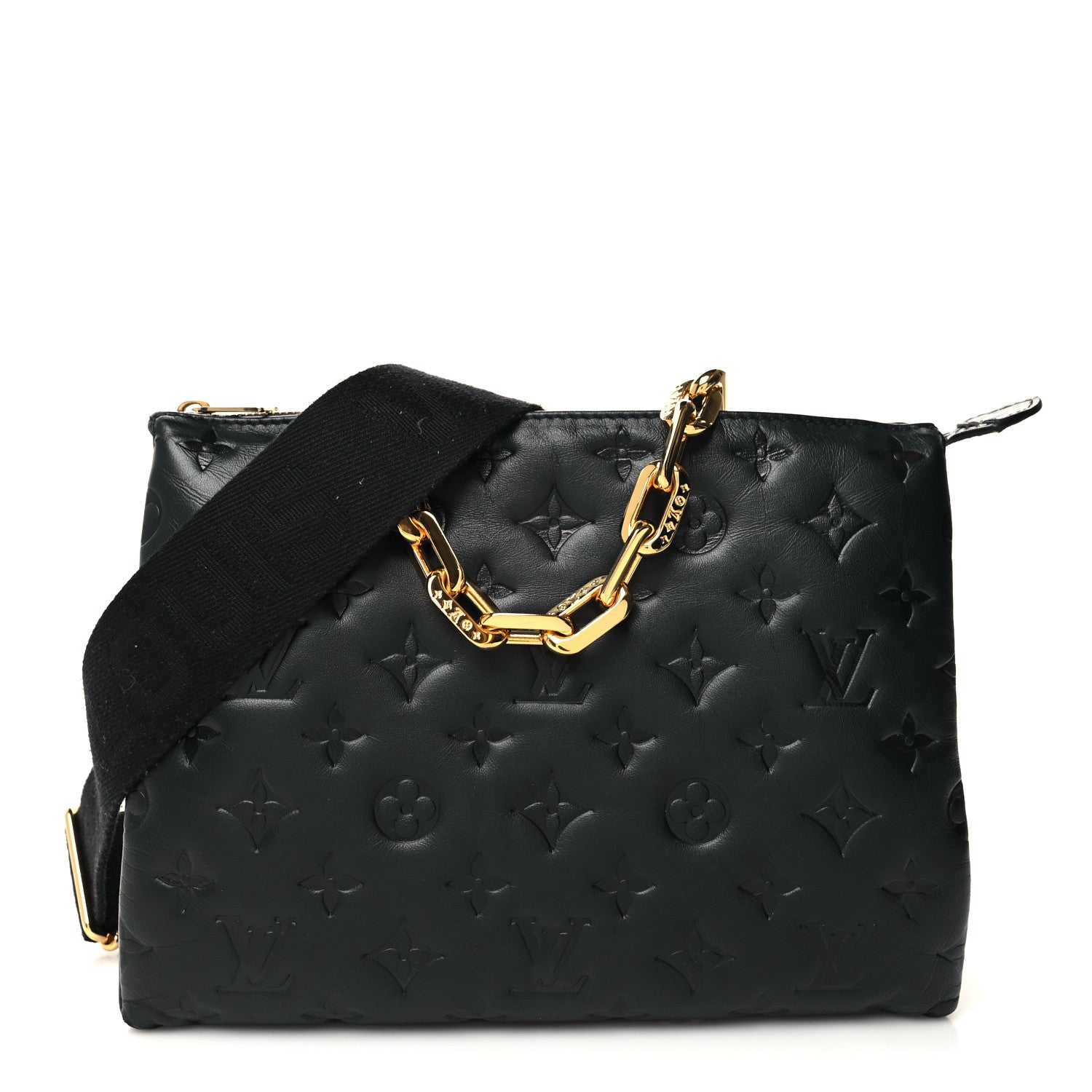 Louis Vuitton Lambskin Embossed Monogram Coussin PM Black 1 of 12