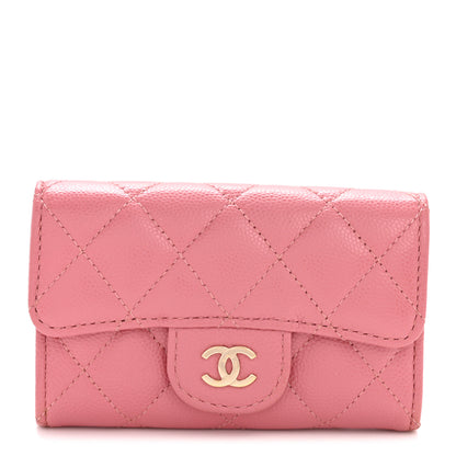 Chanel Caviar Quilted Flap Card Holder Wallet Pink 1 of 10