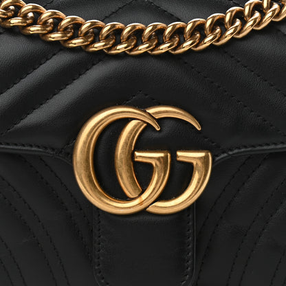 Gucci Calfskin Matelasse Mini GG Marmont Shoulder Bag Black 8 of 11