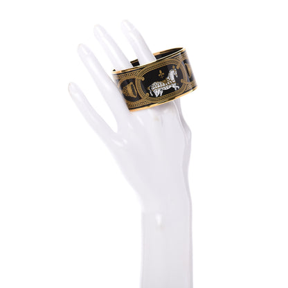 Hermes Enamel Printed Grand Apparat Extra Wide Bracelet 65 Black 2 of 7