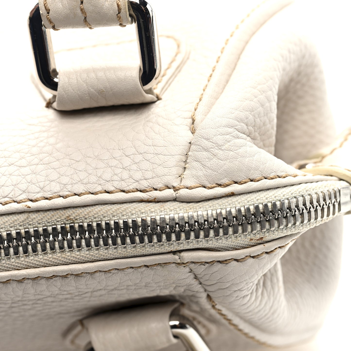 Calfskin Lax CC Small Bowler Bag White