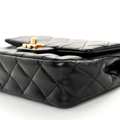 Chanel Shiny Lambskin Quilted Golden Links Top Handle Flap Black 10 of 11