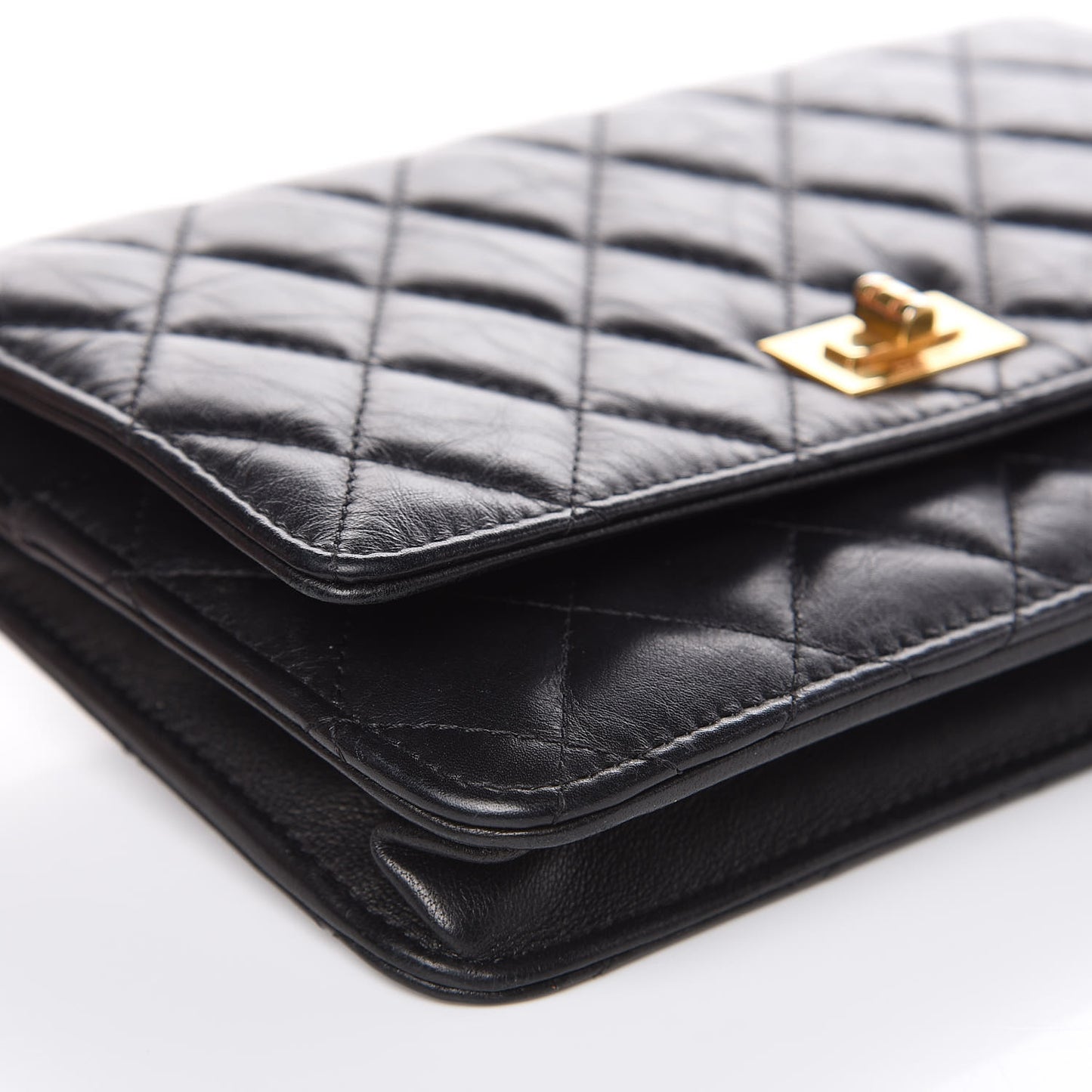 Aged Calfskin Quilted Reissue Wallet On Chain WOC Black
