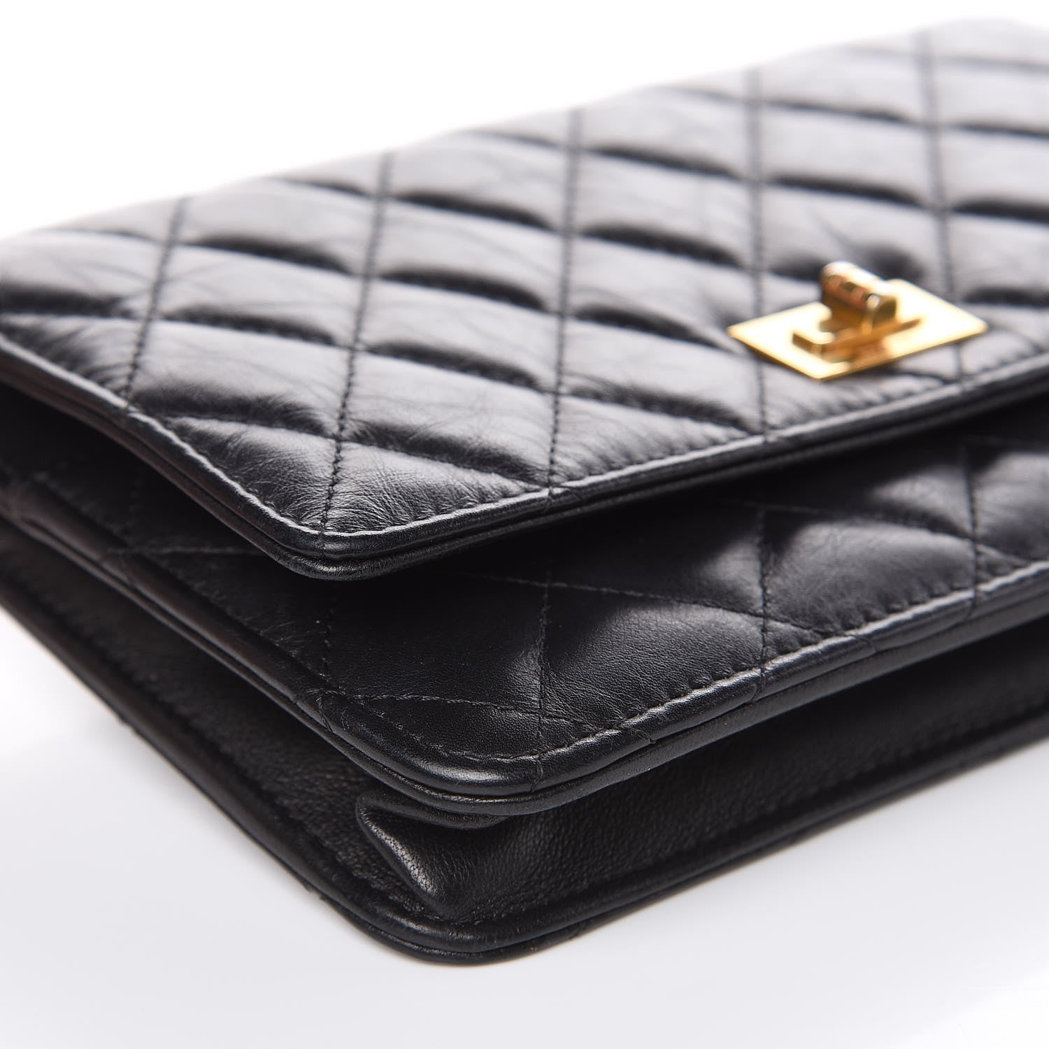 Chanel Aged Calfskin Quilted Reissue Wallet On Chain WOC Black 9 of 14