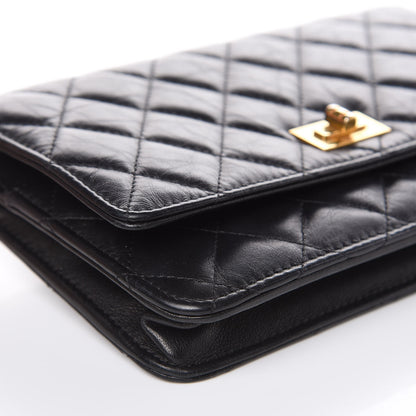 Chanel Aged Calfskin Quilted Reissue Wallet On Chain WOC Black 9 of 14