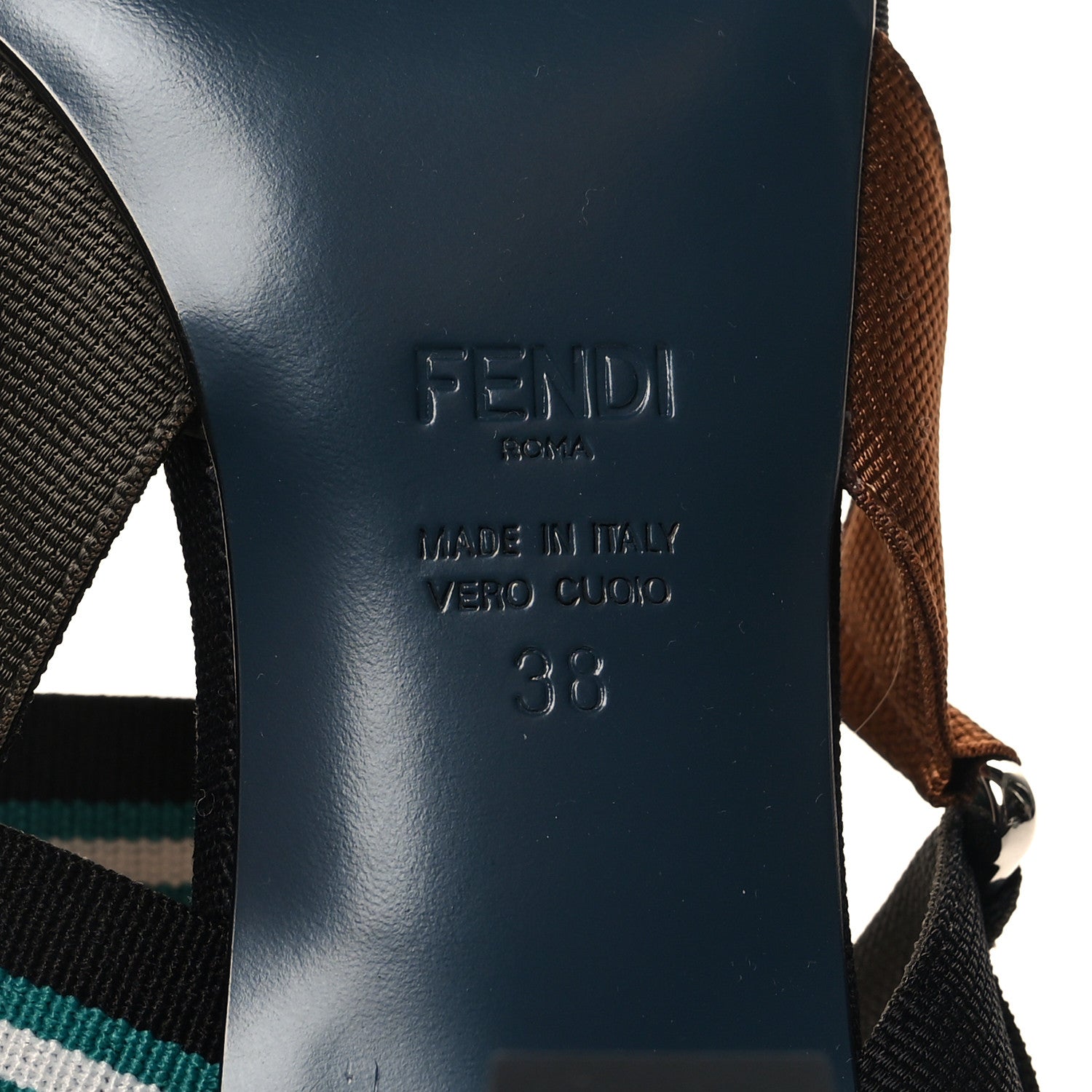 Fendi Technical Mesh Colibri 55mm Slingback Pumps 38 Black Verde Military 6 of 7
