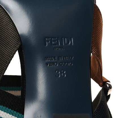 Fendi Technical Mesh Colibri 55mm Slingback Pumps 38 Black Verde Military 6 of 7