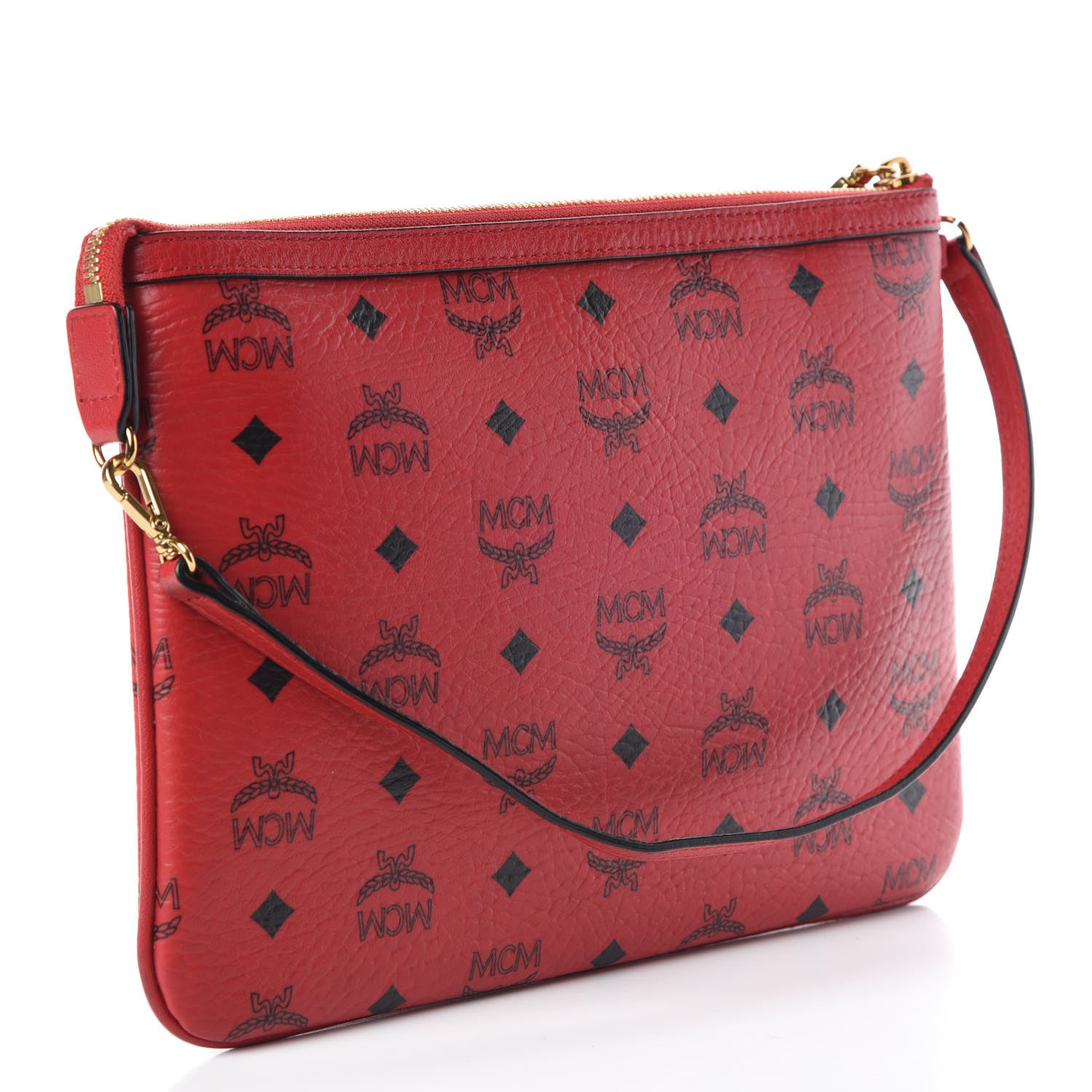 MCM Visetos Liz Shopper Tote Pouch Ruby Red 3 of 6