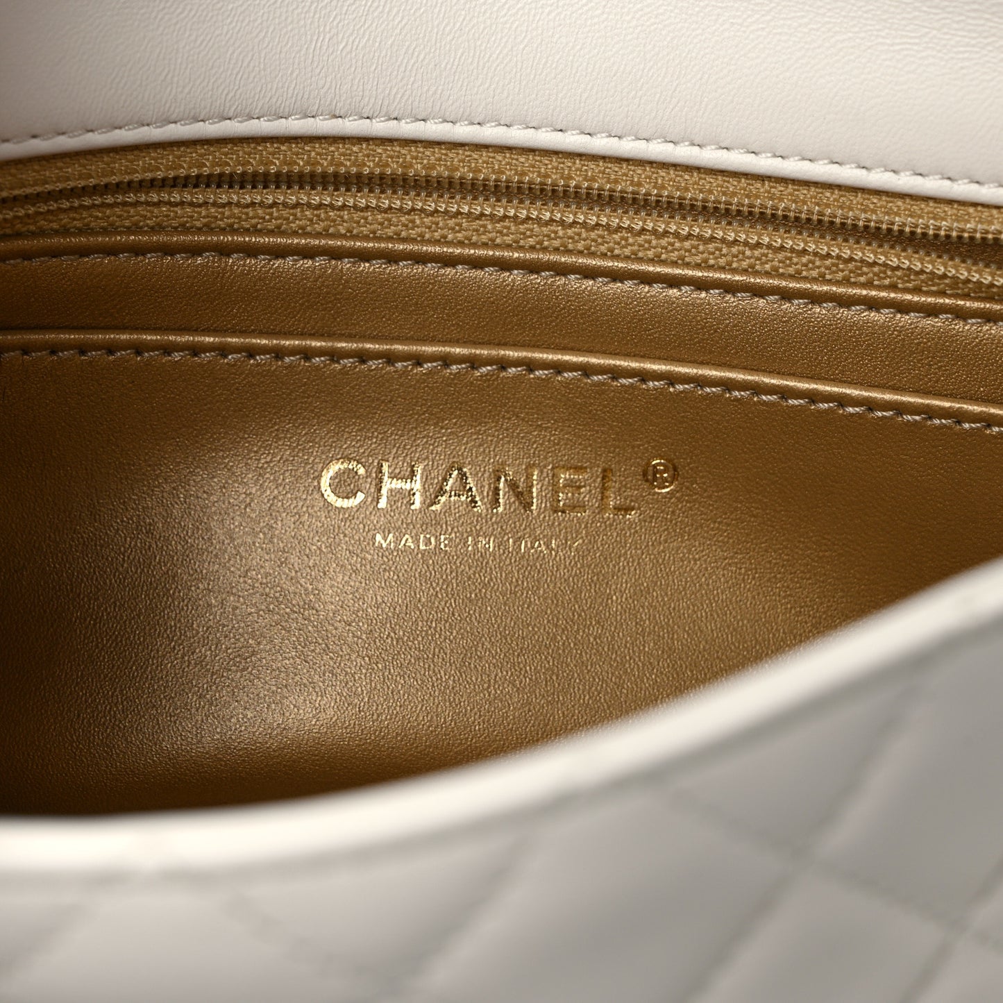 Lambskin Quilted Mini Rectangular Pearl Crush Flap White